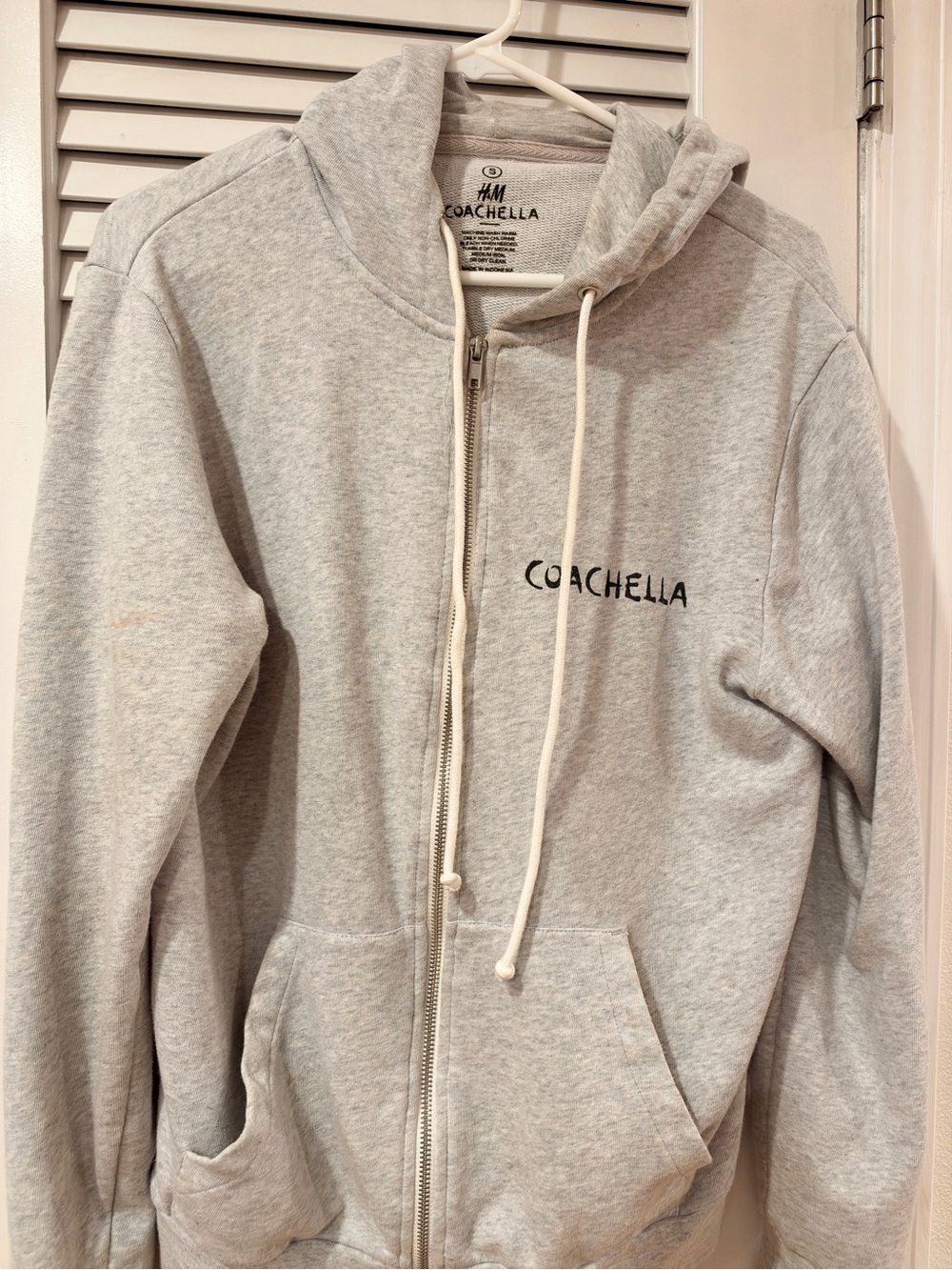 Unisex Light Gray Coachella Zip-Up Hoodie Sweater